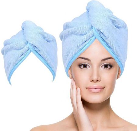 Beautiona Ręcznik Turban Kosmetyczny Do Włosów Niebieski Polski