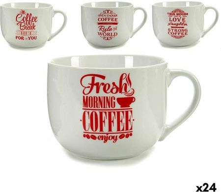 Bigbuy Home Filiżanka Coffee Porcelana Czerwony Biały 500Ml 24Szt. (S3614983)