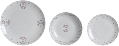Dkd Home Decor Zestaw Obiadowy Porcelana Różowy Biały 27X27X3Cm 18El. (S3044672)