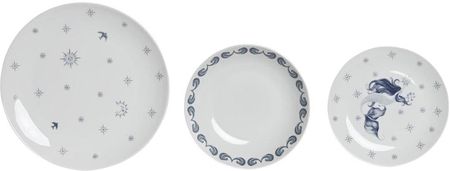 Dkd Home Decor Zestaw Obiadowy Porcelana Niebieski Biały 27X27X3Cm 18El. (S3044674)
