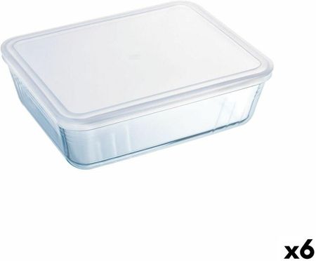 Pyrex Prostokątne Pudełko Na Lunch Z Pokrywką Cook & Freeze 25X20Cm Przezroczysty Silikon Szkło 2,6L 6Szt. (S2706700)
