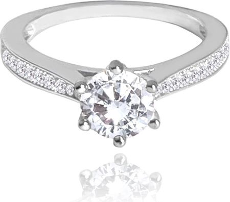 MINET Luksusowy pierścien srebrny z białymi cyrkoniami wielkość 13