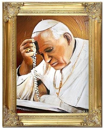 Go Bi Obraz Papież Jan Paweł Ii Olejny Ręcznie Malowany 37X47Cm 20133