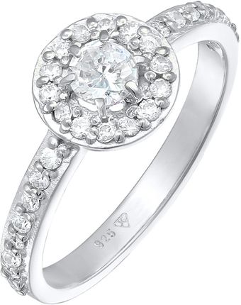 Elli Pierścień Damski pierścionek zaręczynowy klasyczny z kryształami cyrkonii w srebrze próby 925 Sterling Silver Pierścionki