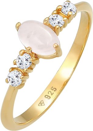 Elli Premium Pierścień Damski pierścionek zaręczynowy Oval Engagement Elegant Sparkling z różowym kwarcem i topaz w srebrze 925 Sterling