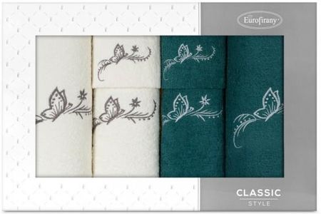 Eurofirany Komplet Ręczników 6 Szt Fairy Zielony Ciemny Kremowy 30X50+50X90+70X140 25167