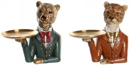 Dkd Home Decor Figurka Dekoracyjna 17,5X11X23,5 Cm Niebieski Złoty Brązowy Lampart Kolonialny (2 Sztuk) 62063035
