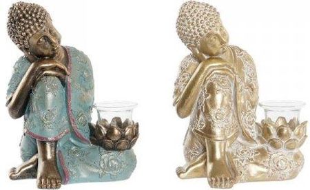 Dkd Home Decor Figurka Dekoracyjna 17X14,5X23,7 Cm Złoty Budda Zielony Orientalny (2 Sztuk) 62063862