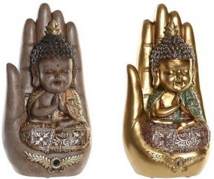 Dkd Home Decor Figurka Dekoracyjna 15,5X11X29 Cm Beżowy Złoty Budda Orientalny (2 Sztuk) 62063965