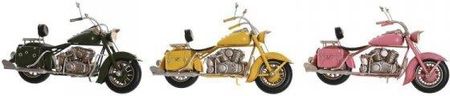 Dkd Home Decor Figurka Dekoracyjna 28X10X16 Cm Różowy Motocykl Zielony Żółty Vintage (3 Części) 62064430