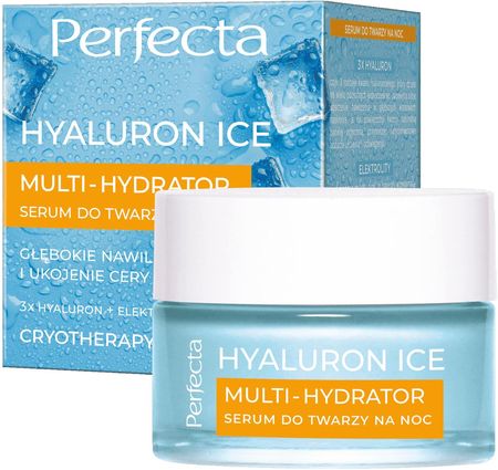 Krem Perfecta Hyaluron Ice -Serum 3x Hyaluron + Elektrolity Głębokie Nawilżenie I Ukojenie Cery na noc 50ml