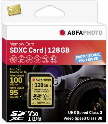 AgfaPhoto SDXC UHS I 128GB Professional High Speed U3 V30