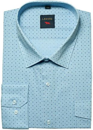 DUŻA koszula męska casual szaro-niebieska jasna w drobny wzorek dwie kieszenie 47/48-3XL/4XL