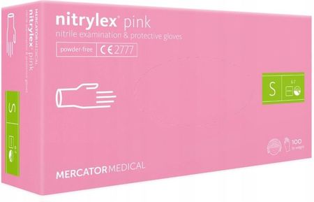 Mercator Medical Rękawiczki Nitrylowe Pink S Różowe 1000 szt. Rękawicenitrylowenitrylexpinksx10