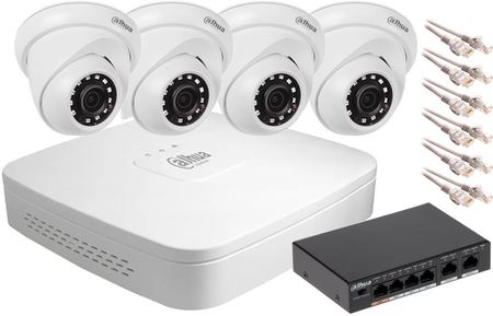 Zestaw monitoringu IP Dahua NVR 4 kamery kopułowe 2MPx