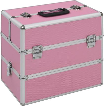 Kuferek na kosmetyki 37 x 24 x 35 cm Różowy Aluminiowy