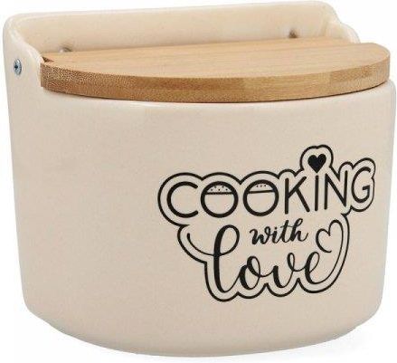 Quid Solniczka Z Pokrywką Cooking With Love Okrągły Ceramika Biały 14X12Cm