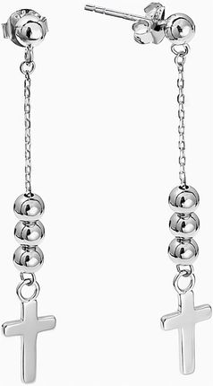 Mo-Biżuteria Kolczyki srebrne, wiszące, długie z krzyżykiem