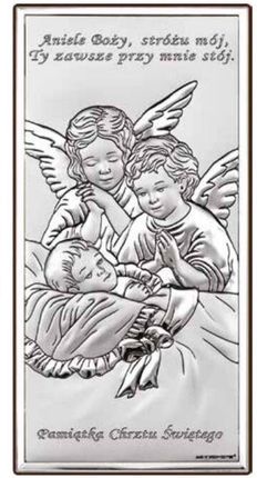 Sovrani Srebrny obrazek Pamiątka Chrztu Świętego- Aniołki