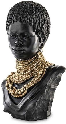 Art Pol Ozdobna Figura Popiersie Kobiety Czarny Złoty 109269