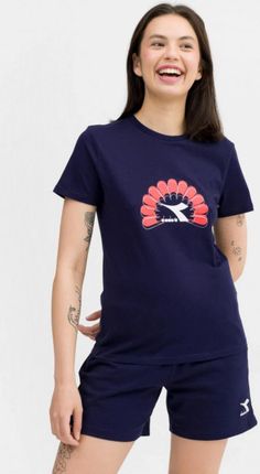 Damski t-shirt z nadrukiem Diadora T-shirt SS Graphic - granatowy
