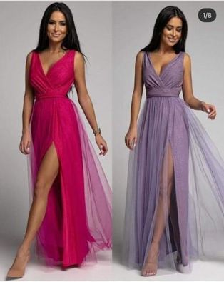 76Th Avenue Sukienka Długa Viktoria Fuksja