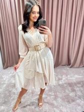 Zdjęcie Turcja Sukienka Esito Krótka Bezowy W Białe Kropeczki - Libiąż