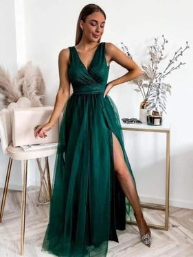 76Th Avenue Sukienka Długa Viktoria Butelkowa Zieleń