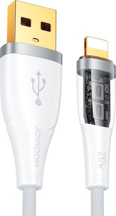 Joyroom Kabel USB kabel szybko ładujący z inteligentnym wyłącznikiem USB-C - Lightning 2.4A 1.2m biały (S-UL012A3)
