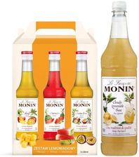 Monin Lemoniadowy Zestaw Syropów 3x250ml Mango Arbuz Marakuja + Syrop Cloudy Lemonade Base 1L