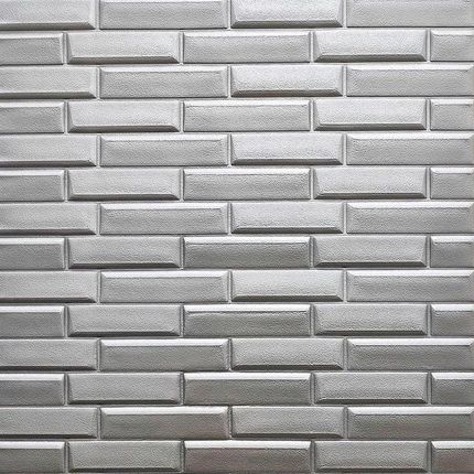 Sticker Wall Panele Ścienne Samoprzylepne 3D Cegła Kamień BRICKSILVER034