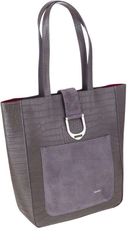 Elegancka Torba Typu Shopper Ze Sk Ry Naturalnej I Zamszu Rovicky