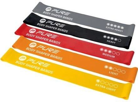 Pure2Improve Resistance Bands Set Of 5 Black Grey Orange Red Yellow Foam Rubber