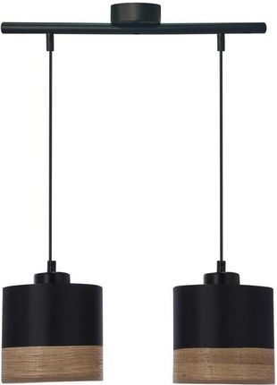 Candellux Lighting Porto Lampa Wisząca Czarny 2X60W E27 Abażur Czarny+Brązowy