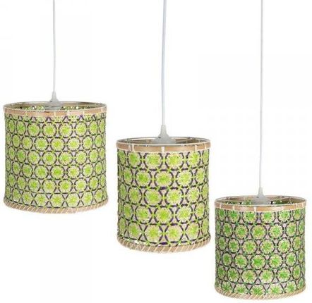 Bigbuy Home Lampa Sufitowa 32 X 29 Cm Naturalny Kolor Zielony Bambus (3 Sztuk)