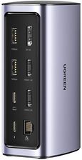 Ugreen wielofunkcyjna stacja dokująca HUB 12w1 USB C USB HDMI DP RJ45 AUX SD TF szara (CM555)