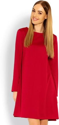 Trapezowa sukienka z długim rękawem (Czerwony, XXL)