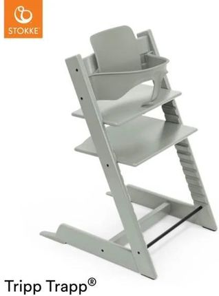 Stokke Tripp Trapp + zestaw Baby Set + tacka - rosnące krzesełko do karmienia z akcesoriami-Glacier Green-White