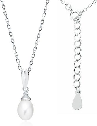 Rodowany srebrny naszyjnik gwiazd celebrytka perła perełka biała cyrkonia srebro 925 Z1959NR_W