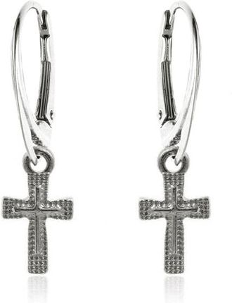 Delikatne wiszące srebrne kolczyki krzyże krzyżyki ze wzorem srebro 925 K3417