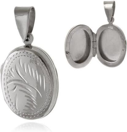 Elegancki owalny otwierany srebrny wisior sekretnik z grawerowanym wzorem srebro 925 W0519