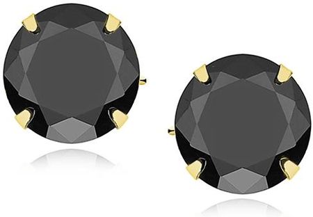 Delikatne okrągłe pozłacane srebrne kolczyki czarne cyrkonie srebro 925 1CO10EG_B
