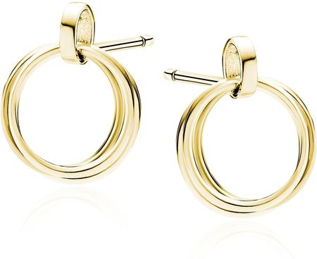 Eleganckie klasyczne wiszące pozłacane srebrne kolczyki kółka circle ring srebro 925 Z1937EG