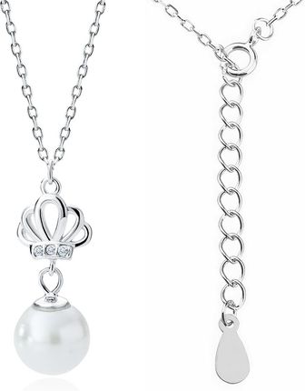Rodowany srebrny naszyjnik gwiazd celebrytka perła perełka biała cyrkonia srebro 925 Z1963NR_W