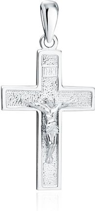Rodowany srebrny krzyżyk krzyż diamentowany wizerunek Jezusa Chrystusa srebro 925 KS0263R