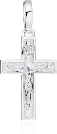 Rodowany srebrny duży krzyżyk krzyż diamentowany wizerunek Jezusa Chrystusa srebro 925 KS0264R