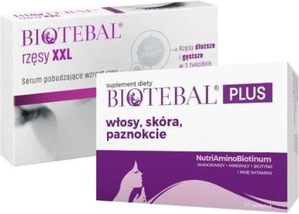 Biotebal Plus włosy, skóra, paznokcie 30 tabletek + Biotebal Rzęsy XXL Serum pobudzające wzrost rzęs 3ml