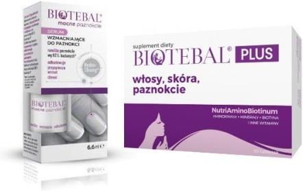 Biotebal Plus włosy, skóra, paznokcie 30 tabletek + Biotebal Mocne Paznokcie Serum do paznokci 6,6ml