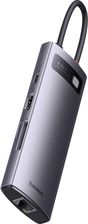 Baseus StarJoy HUB 8w1 USB Typ C - 3x USB / HDMI / RJ45 (1Gbps) / czytnik kart SD i TF / USB Typ C PD szary (WKWG080113)