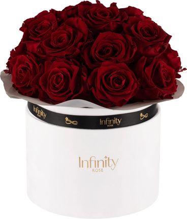 Bukiet Czerwone Wieczne Róże Biały Flower Box Infinity Rose Royal Red